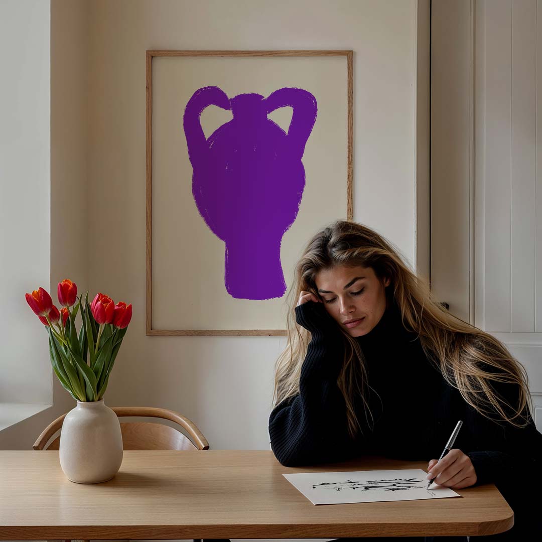 Vrolijke Paarse Vaas Poster-WallArtistic