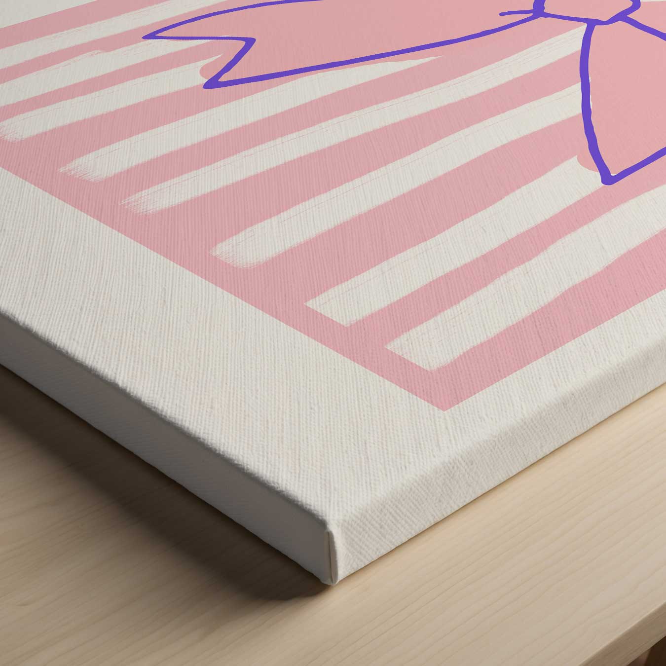 Speelse Strik op Roze Strepen Kunstwerk-canvas-dibond-plexiglas-wanddecoratie-WallArtistic