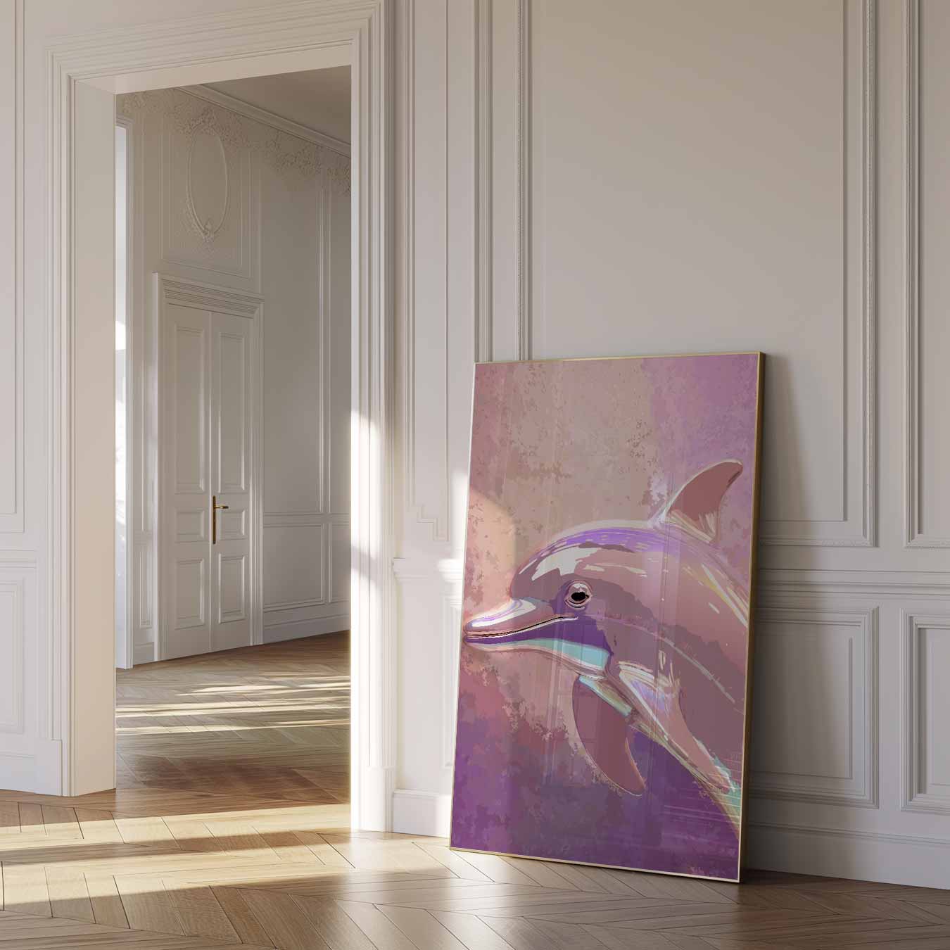 Pastelkleurige Dolfijn Kunstposter-WallArtistic