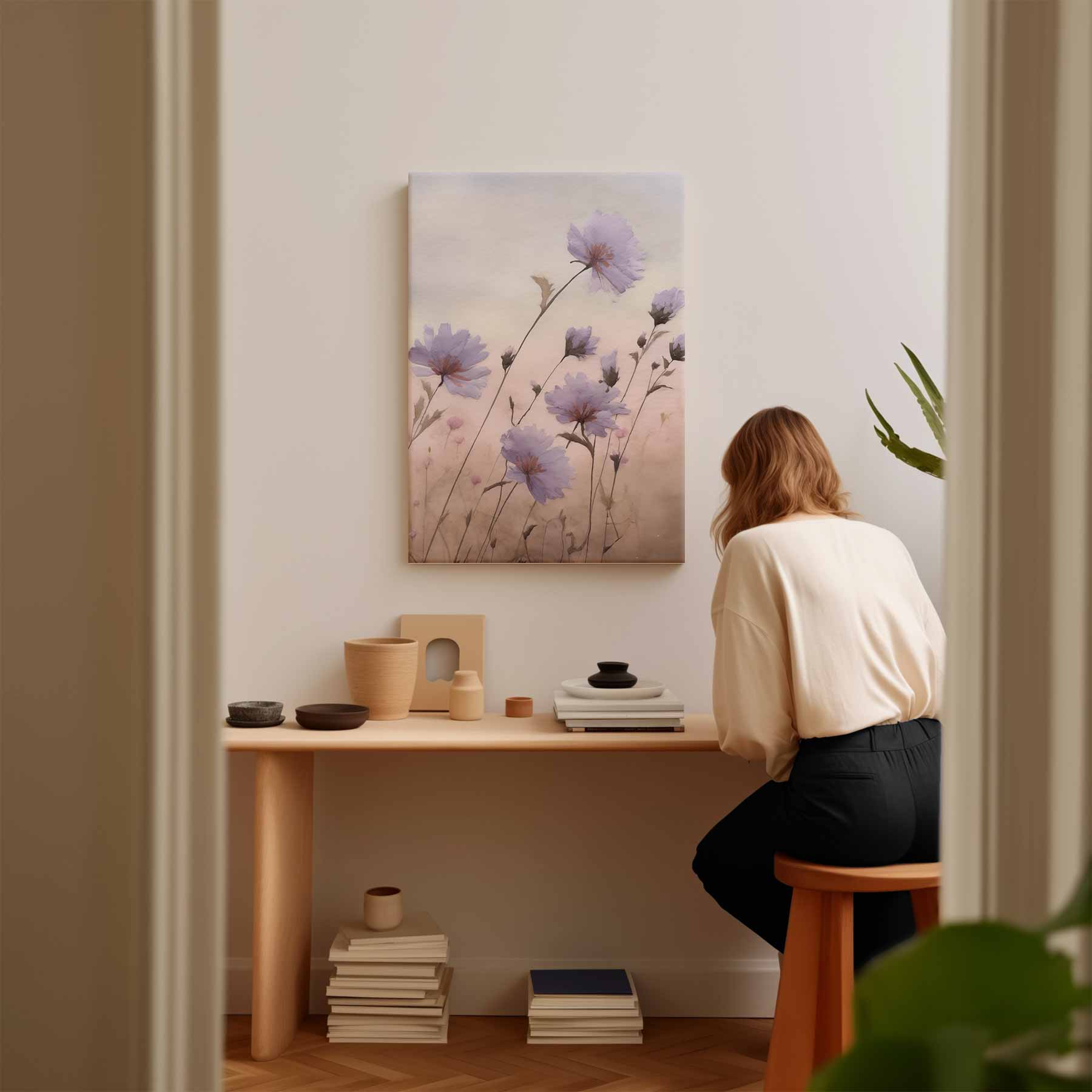 Zacht Lila Bloemenveld Kunstwerk-canvas-dibond-plexiglas-wanddecoratie-WallArtistic