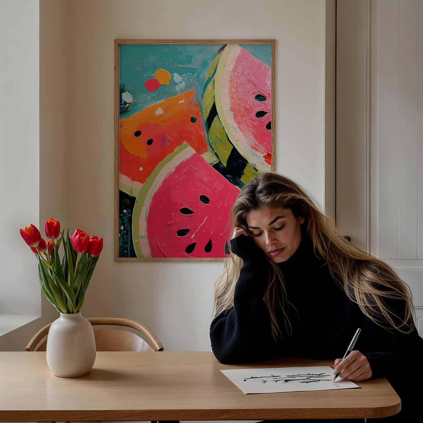 Vrolijke Watermeloen Kunstposter