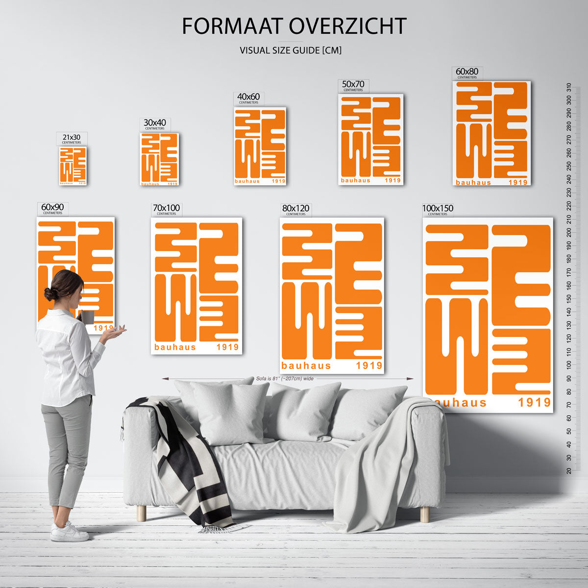 Oranje lijnenspel Poster