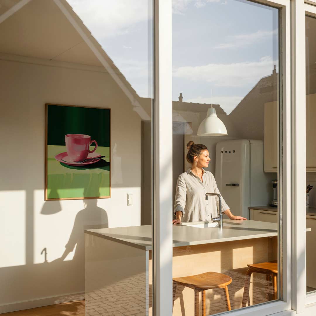 Roze Koffiekop Stilleven Poster-WallArtistic