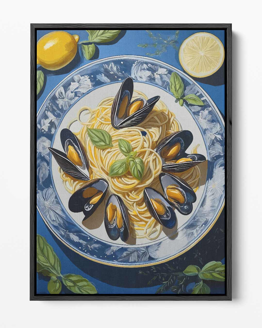 Spaghetti en Mosselen Kunstwerk Kunstwerk-canvas-dibond-plexiglas-wanddecoratie-WallArtistic