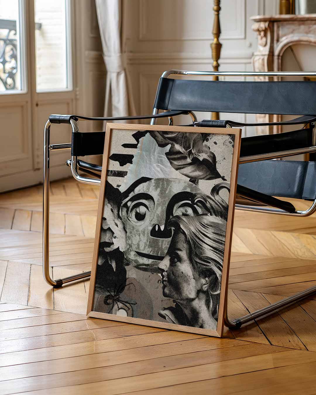 Collage Vrouw Gezicht en Maskerfiguur Poster-WallArtistic