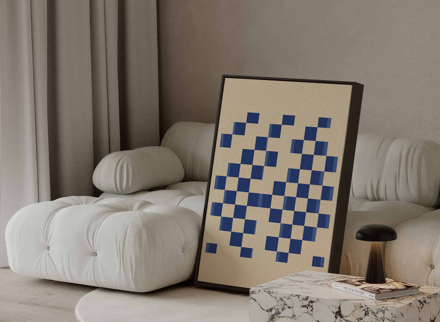 Ritmisch Blauwe Vlakken Kunstwerk-canvas-dibond-plexiglas-wanddecoratie-WallArtistic