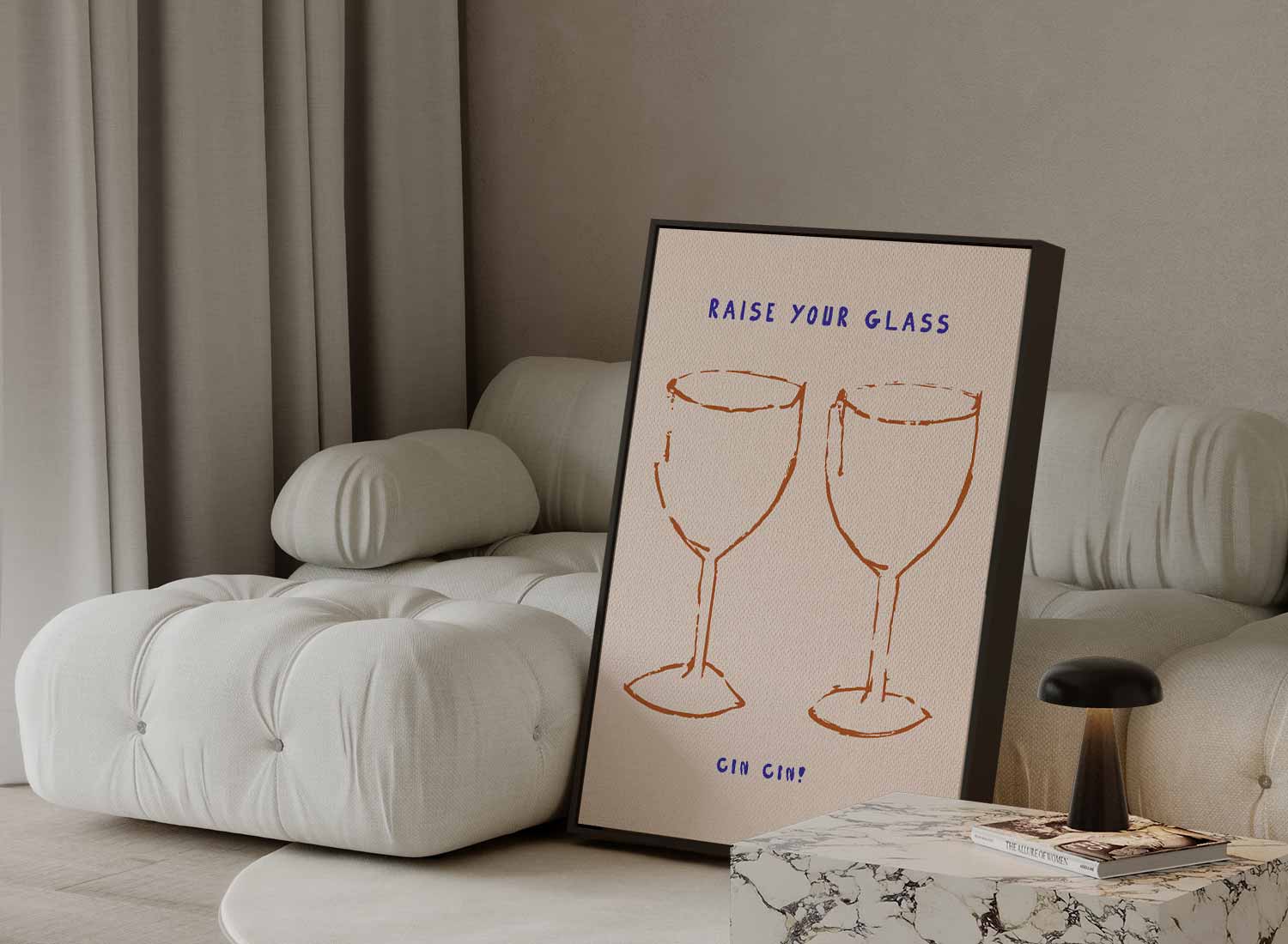 Proostende Wijnglazen Illustratie Kunstwerk-canvas-dibond-plexiglas-wanddecoratie-WallArtistic