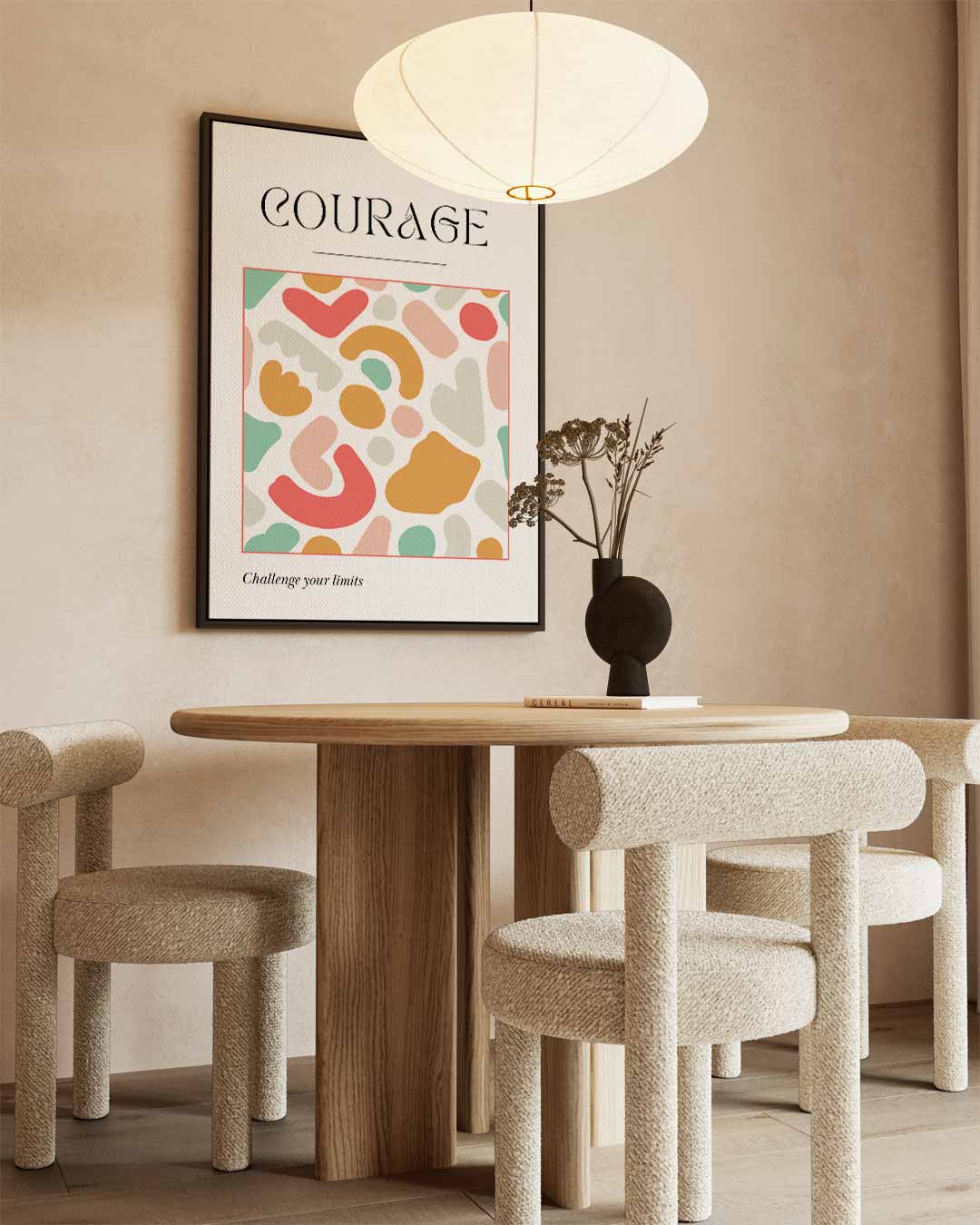 Kleurige Inspiratie Poster Courage Kunstwerk-canvas-dibond-plexiglas-wanddecoratie-WallArtistic