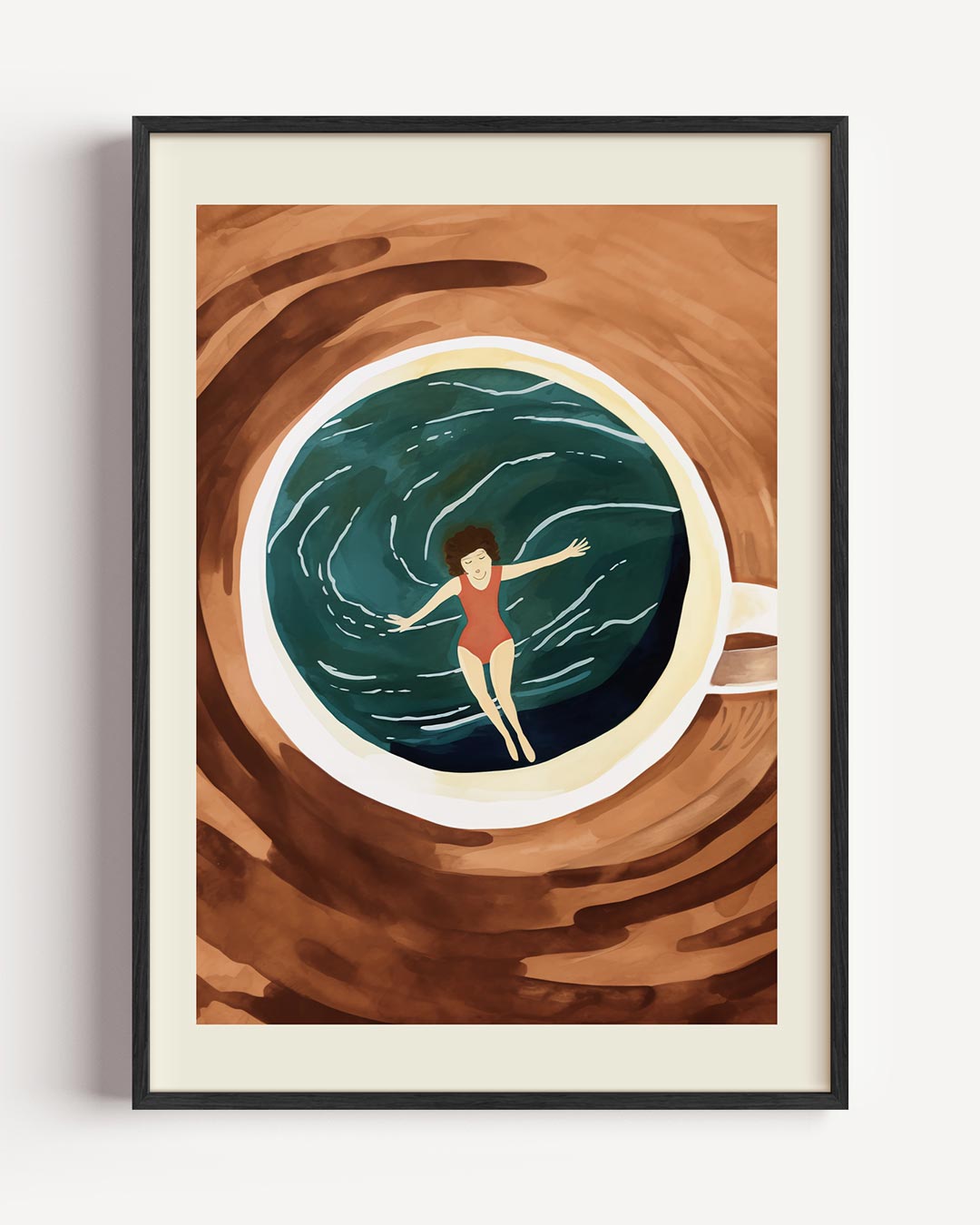 Zwemmen in Koffiemomenten Poster-WallArtistic
