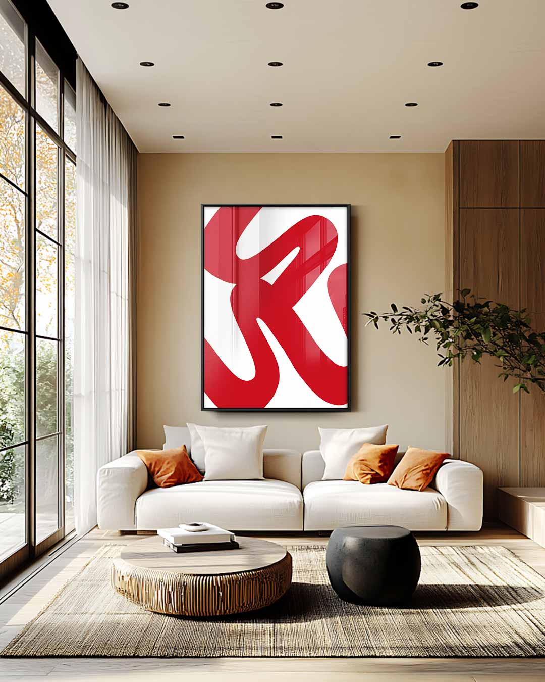 Dynamisch Rood Kunstwerk-canvas-dibond-plexiglas-wanddecoratie-WallArtistic