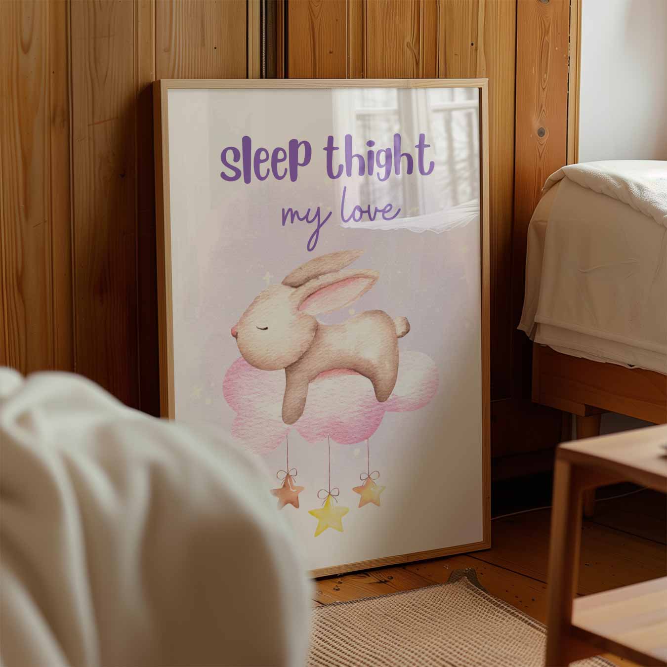Dromerige Bunny Slaap Poster-WallArtistic