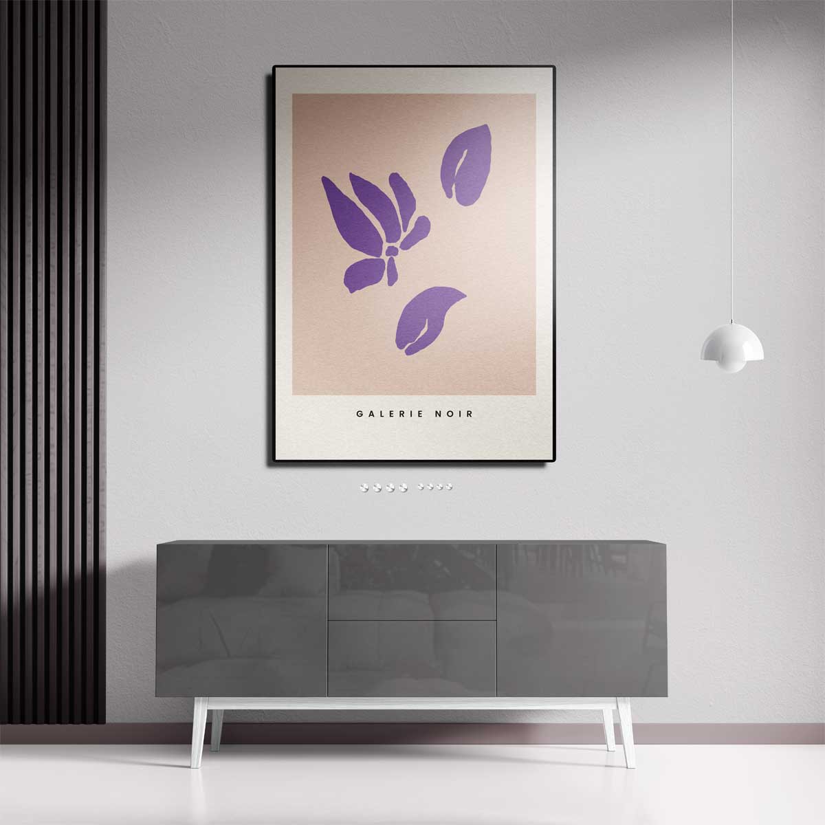Paarse Bladmotieven op Zachte Achergrond Kunstwerk-canvas-dibond-plexiglas-wanddecoratie-WallArtistic