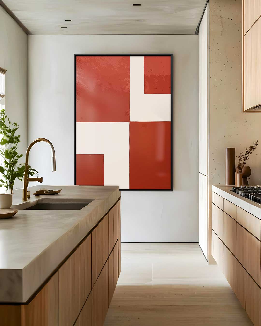 Abstract Rood-Blok Kunstwerk Kunstwerk-canvas-dibond-plexiglas-wanddecoratie-WallArtistic
