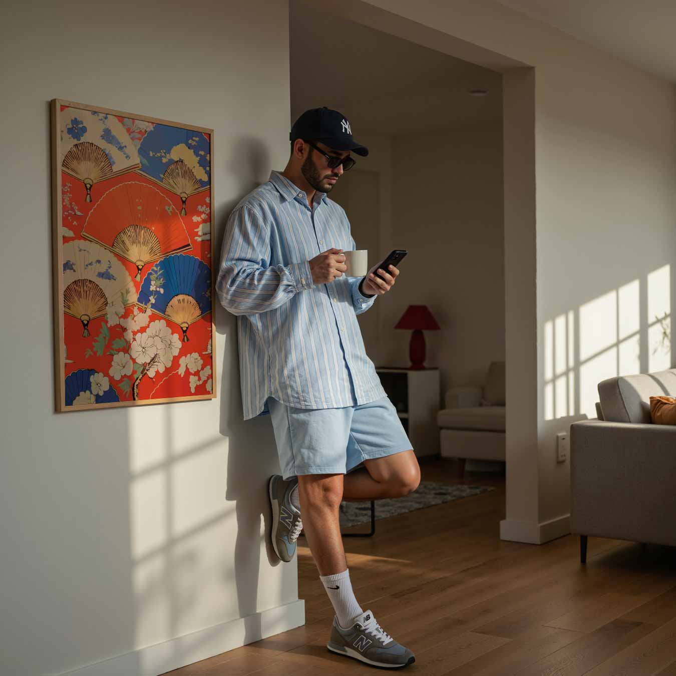 Kleurrijke Waaier en Bloemen Poster-WallArtistic