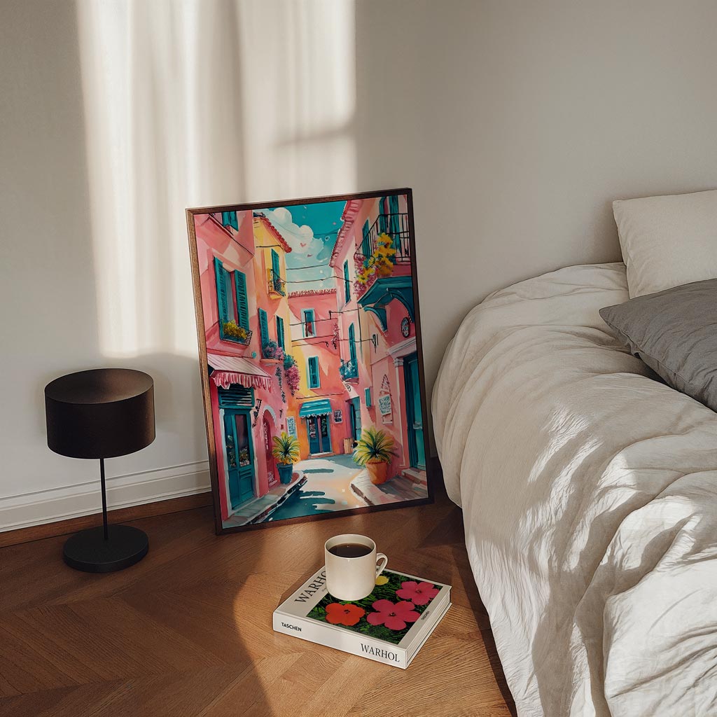 Kleurrijke Straathoek in Zuid-Europa Poster-WallArtistic