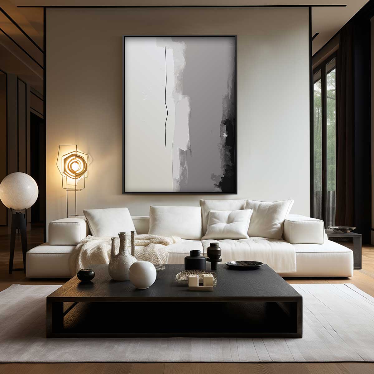 Minimalistische Grijstinten Harmonie Kunstwerk-canvas-dibond-plexiglas-wanddecoratie-WallArtistic