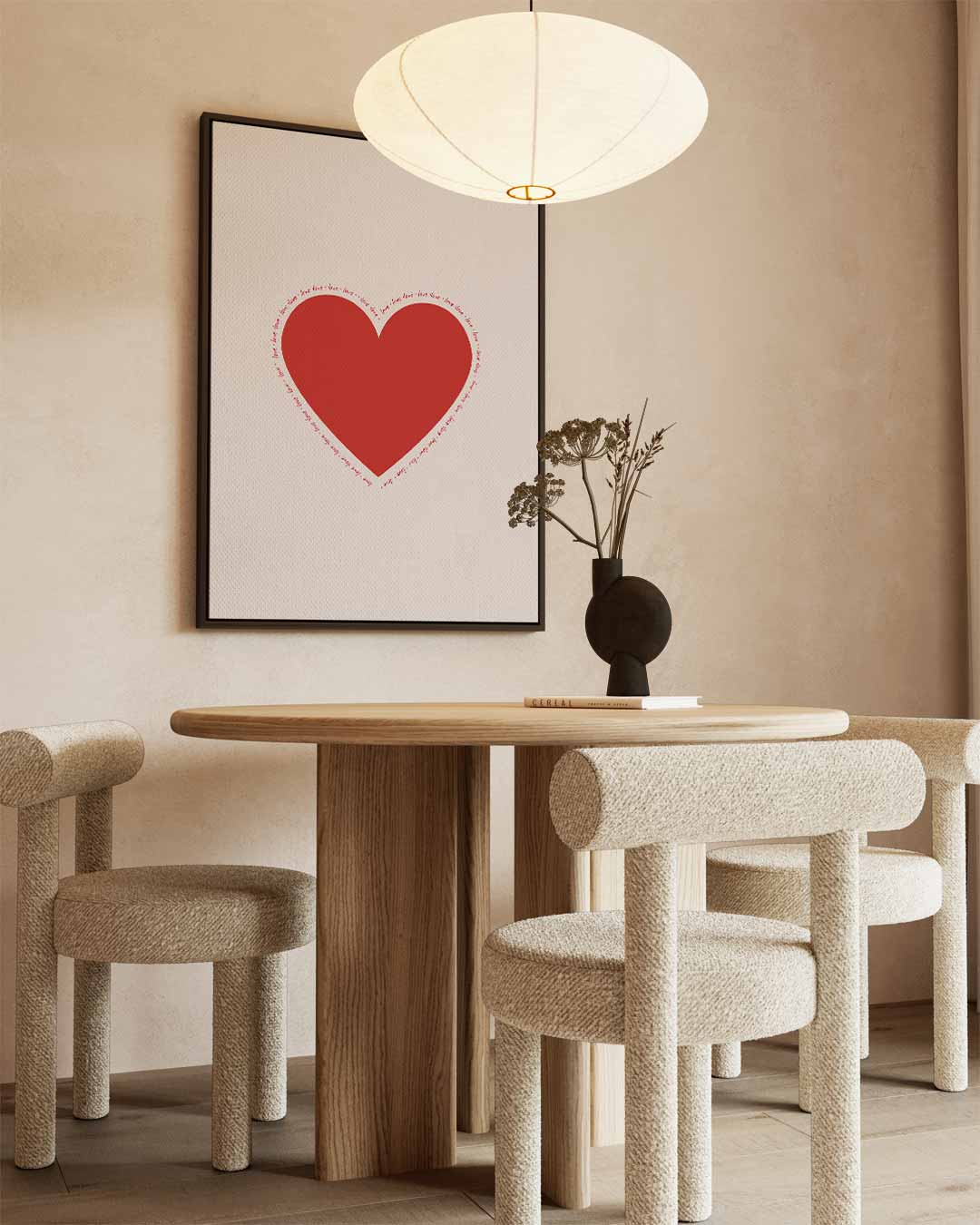 Rood Hart met Liefdevolle Rand Kunstwerk-canvas-dibond-plexiglas-wanddecoratie-WallArtistic