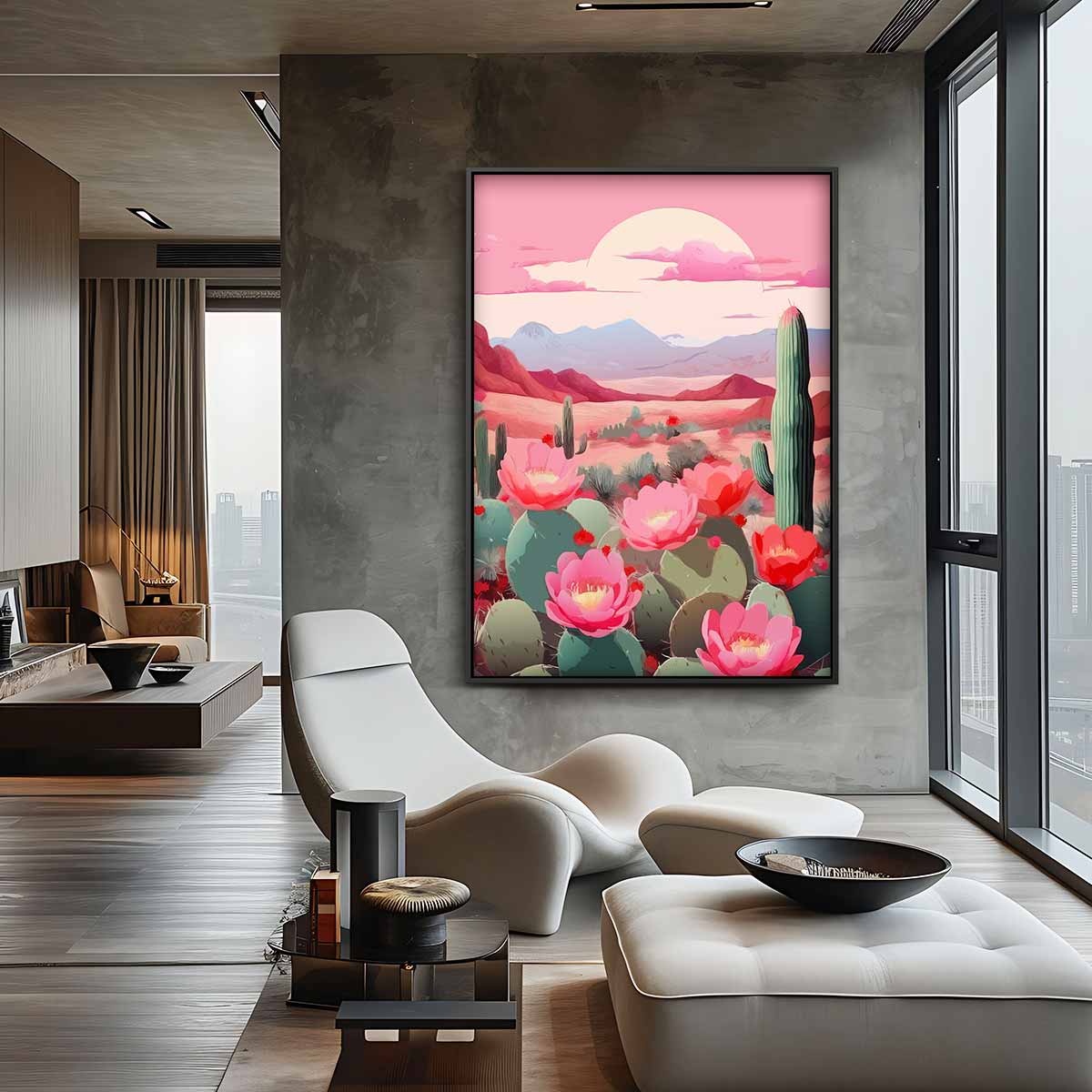 Woestijnbloemen in Bloei Kunstwerk-canvas-dibond-plexiglas-wanddecoratie-WallArtistic