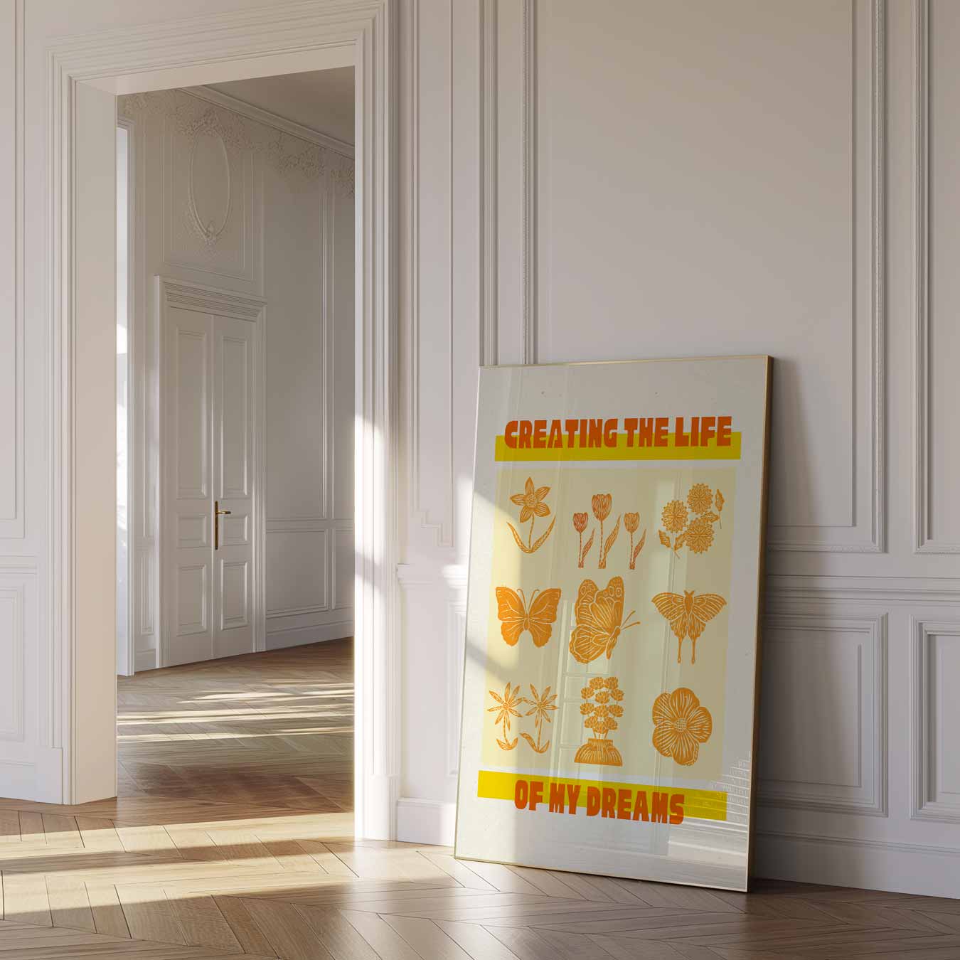 Dromerige Bloemen en Vlinders Poster