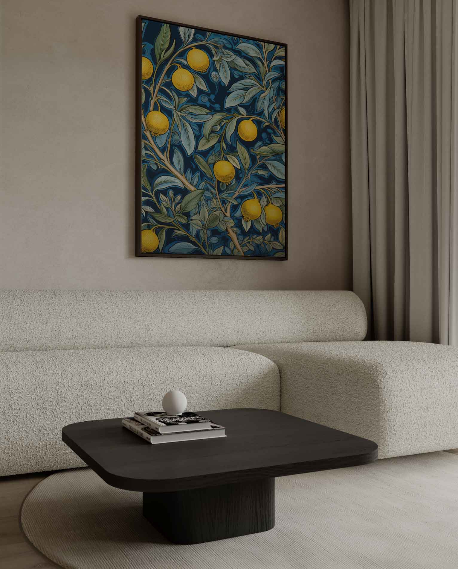 Zonnige Citroenen op Blauw Kunstwerk-canvas-dibond-plexiglas-wanddecoratie-WallArtistic