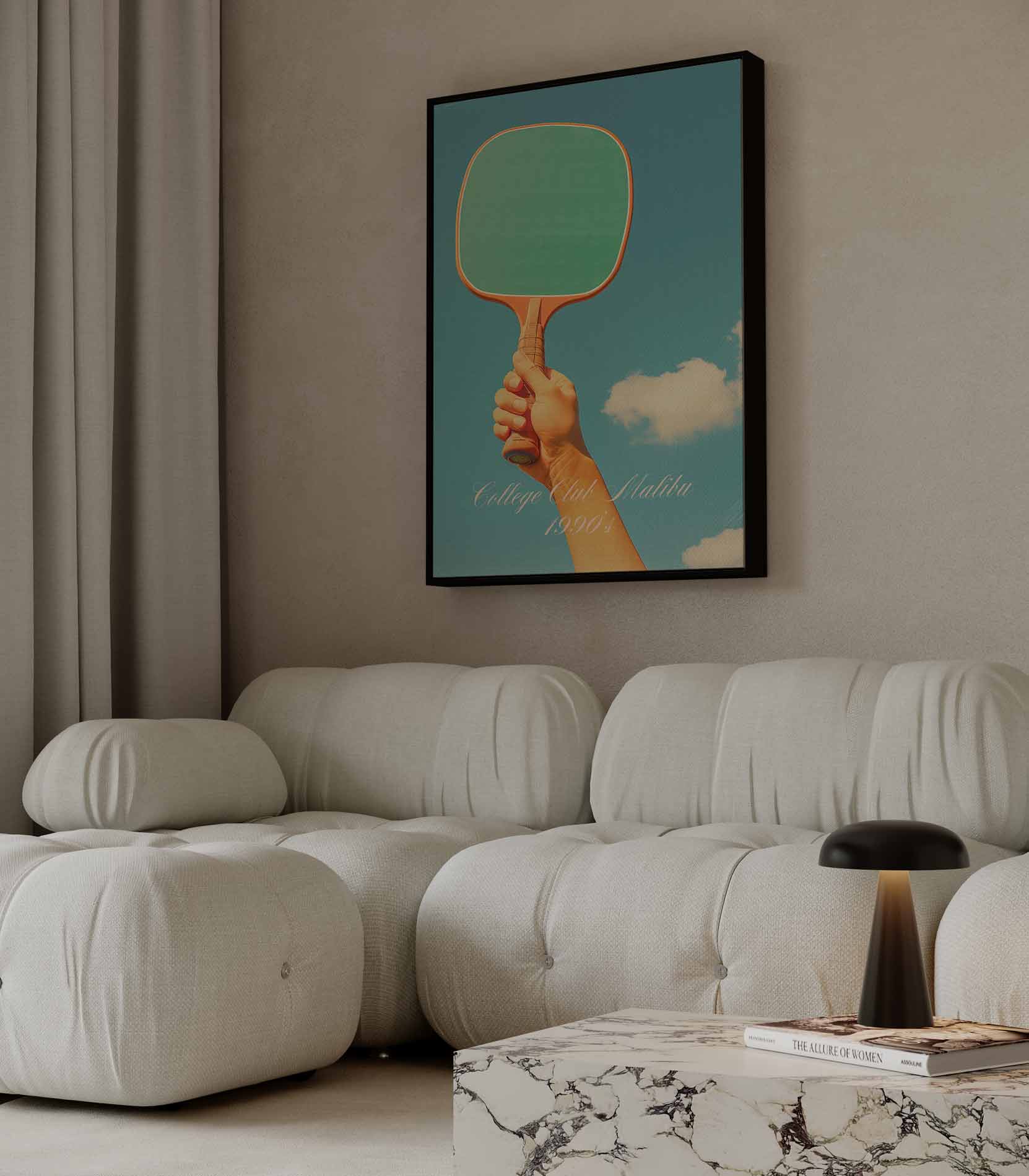 Vintage Tennis Racket Kunstwerk-canvas-dibond-plexiglas-wanddecoratie-WallArtistic