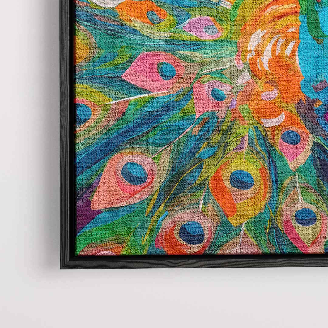Kleurrijke Pauw Schilderij Kunstwerk-canvas-dibond-plexiglas-wanddecoratie-WallArtistic