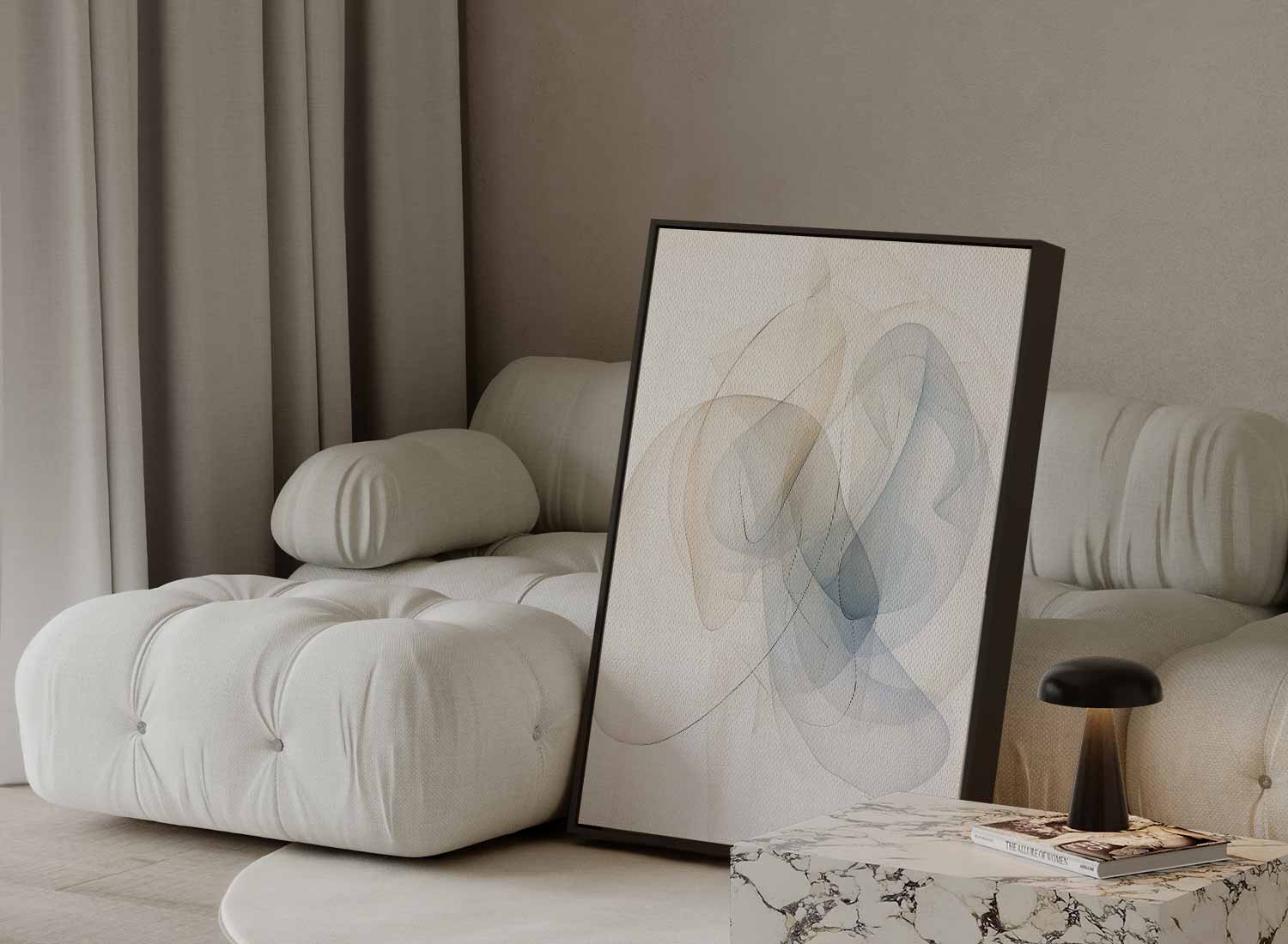 Zwevende Vormen in Neutrale Tinten Kunstwerk-canvas-dibond-plexiglas-wanddecoratie-WallArtistic