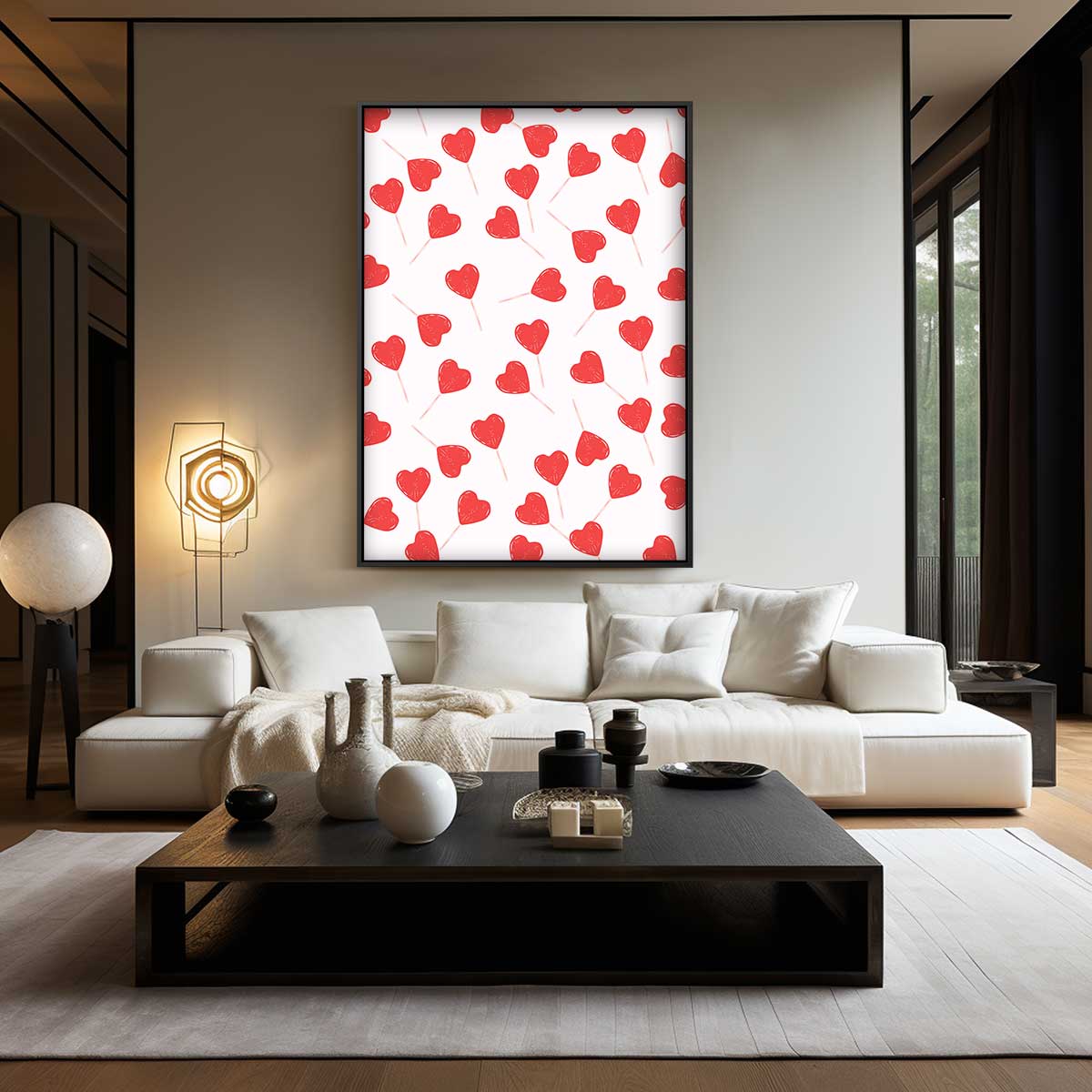 Hartvormige Lollypatroon Kunstwerk-canvas-dibond-plexiglas-wanddecoratie-WallArtistic