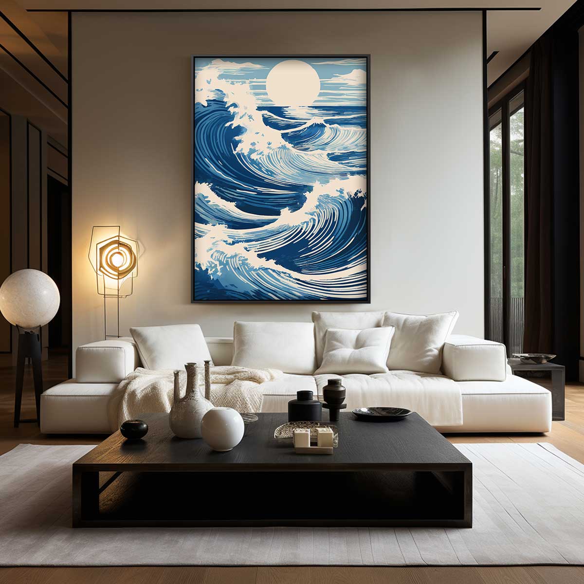 Golven van de Zonsondergang Kunstwerk-canvas-dibond-plexiglas-wanddecoratie-WallArtistic