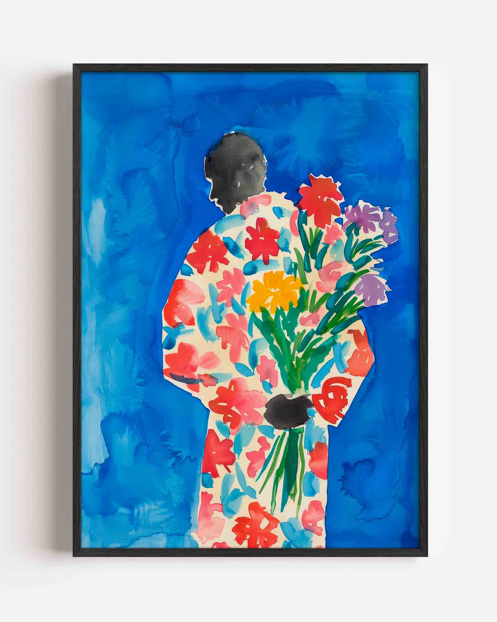 Figuur met bloemen Poster