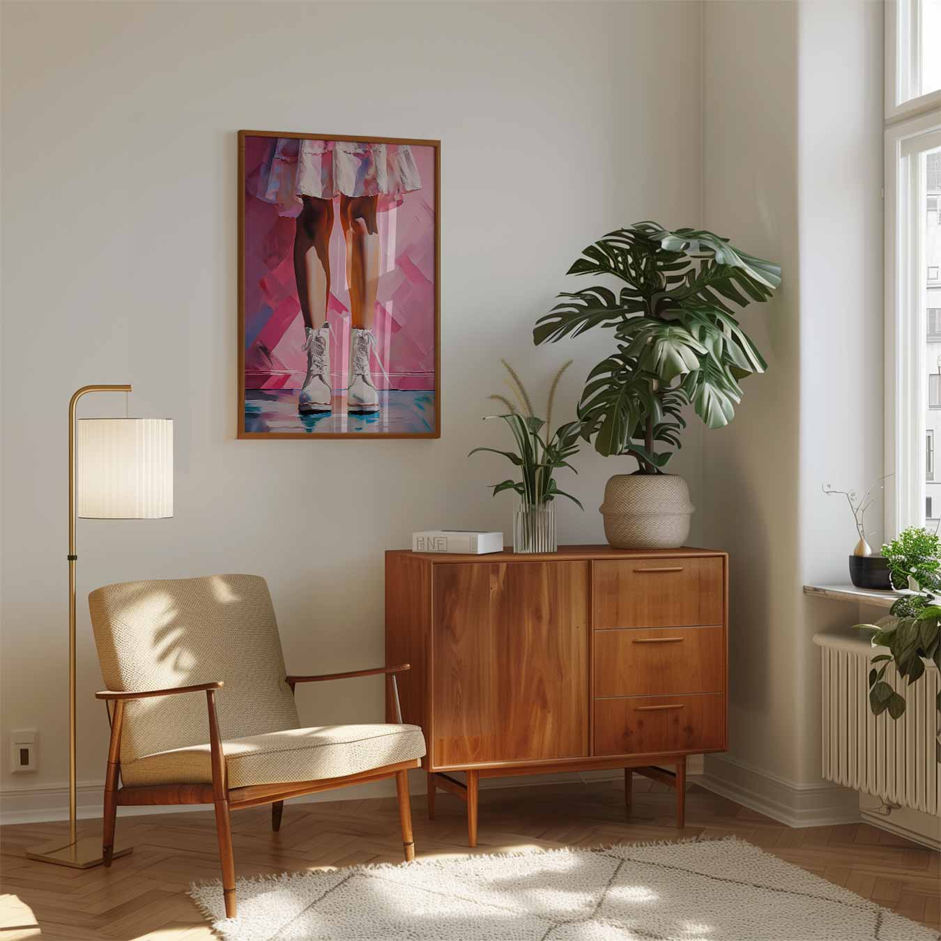 Vrouwelijke Elegantie in Roze Poster
