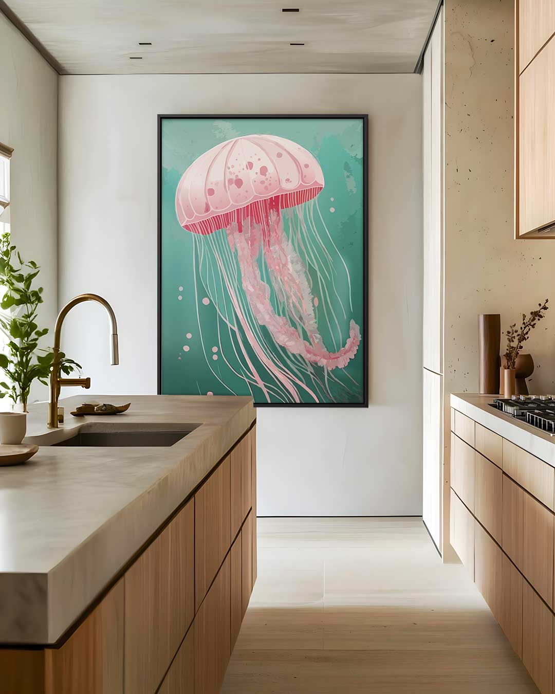 Dromerige Kwallenwereld Kunstwerk-canvas-dibond-plexiglas-wanddecoratie-WallArtistic