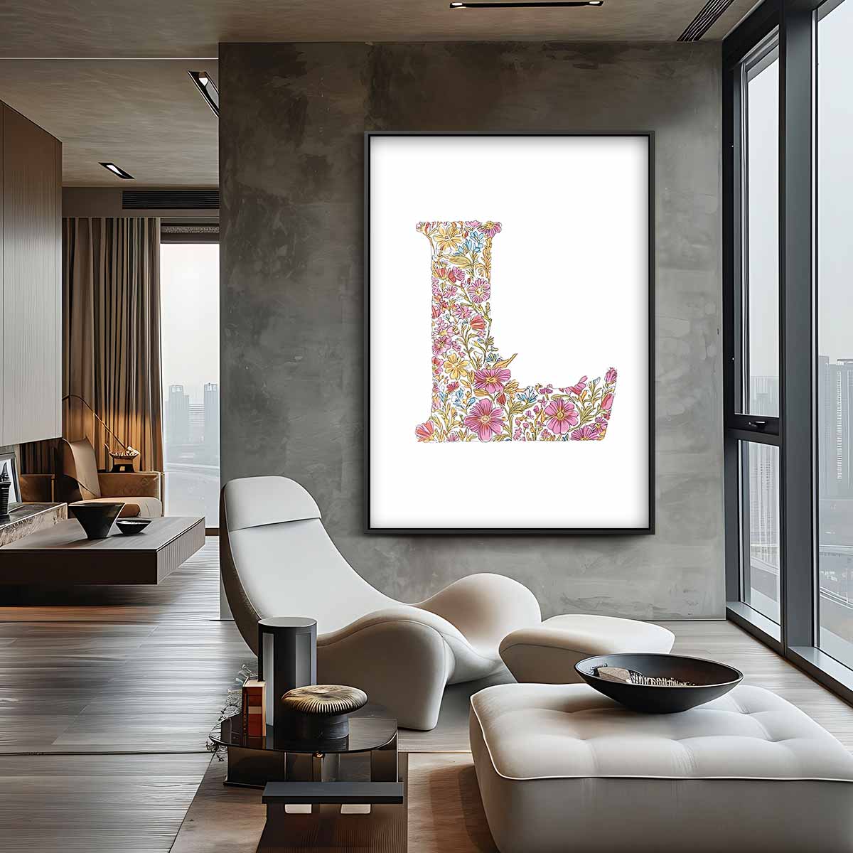 Bloemrijk Alfabet L Kunstwerk-canvas-dibond-plexiglas-wanddecoratie-WallArtistic