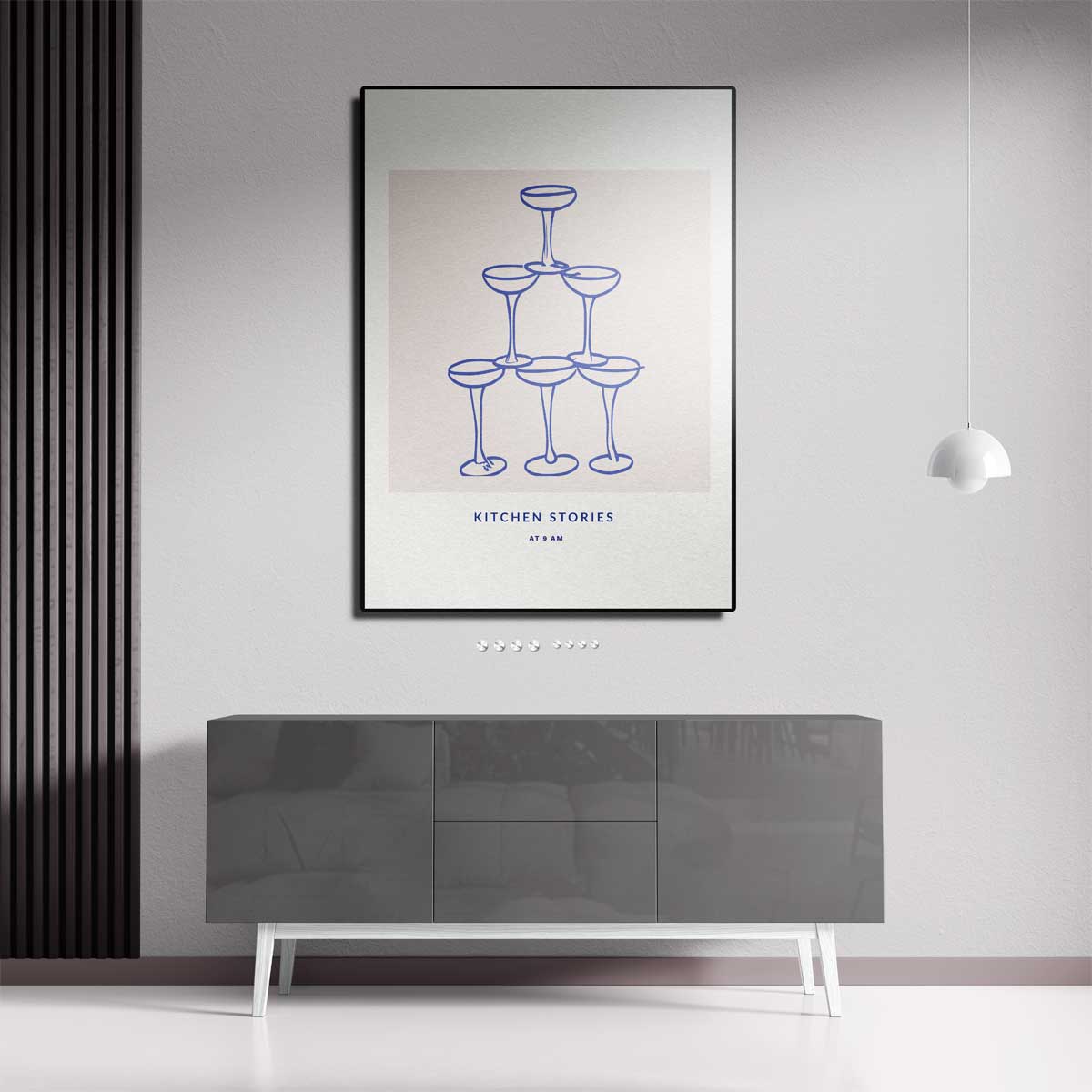 Champagneglas Piramide Illustratie Kunstwerk-canvas-dibond-plexiglas-wanddecoratie-WallArtistic