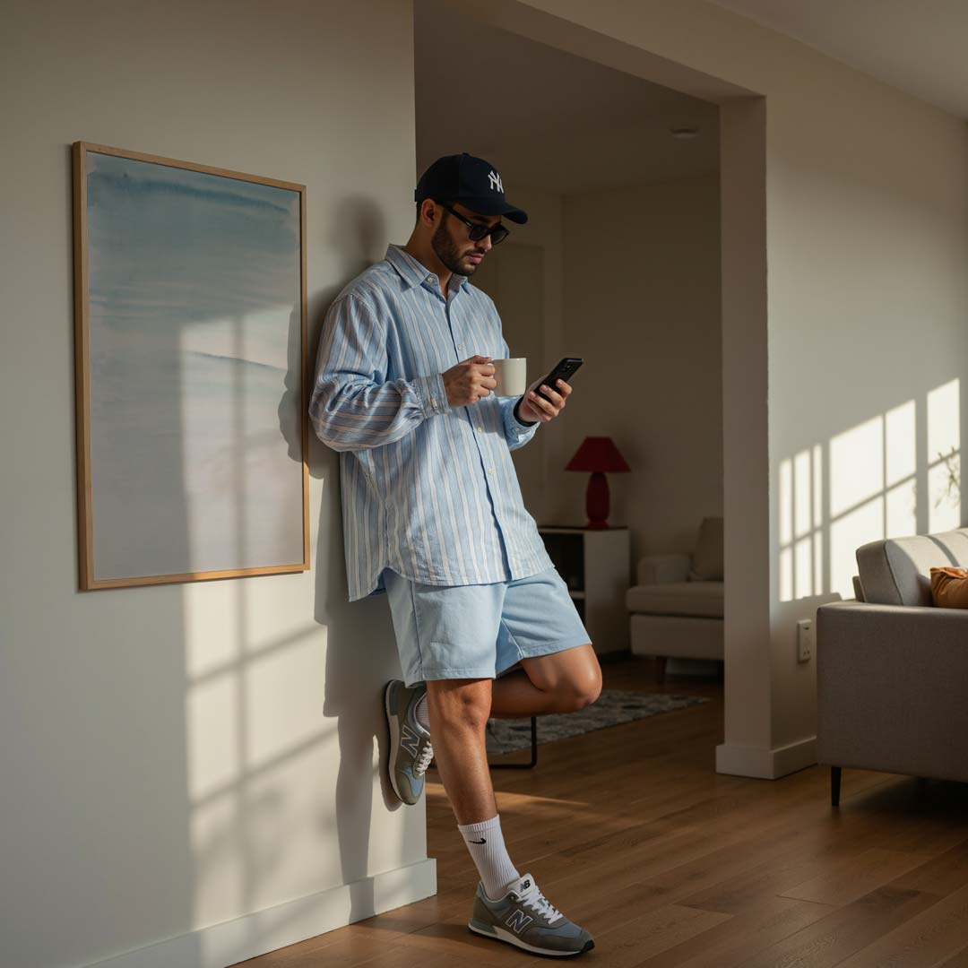 Dromerige Waterverf Blauwtinten Poster-WallArtistic