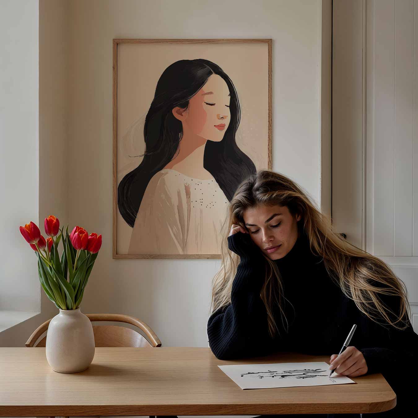 Serene Elegantie Vrouwenportret Poster