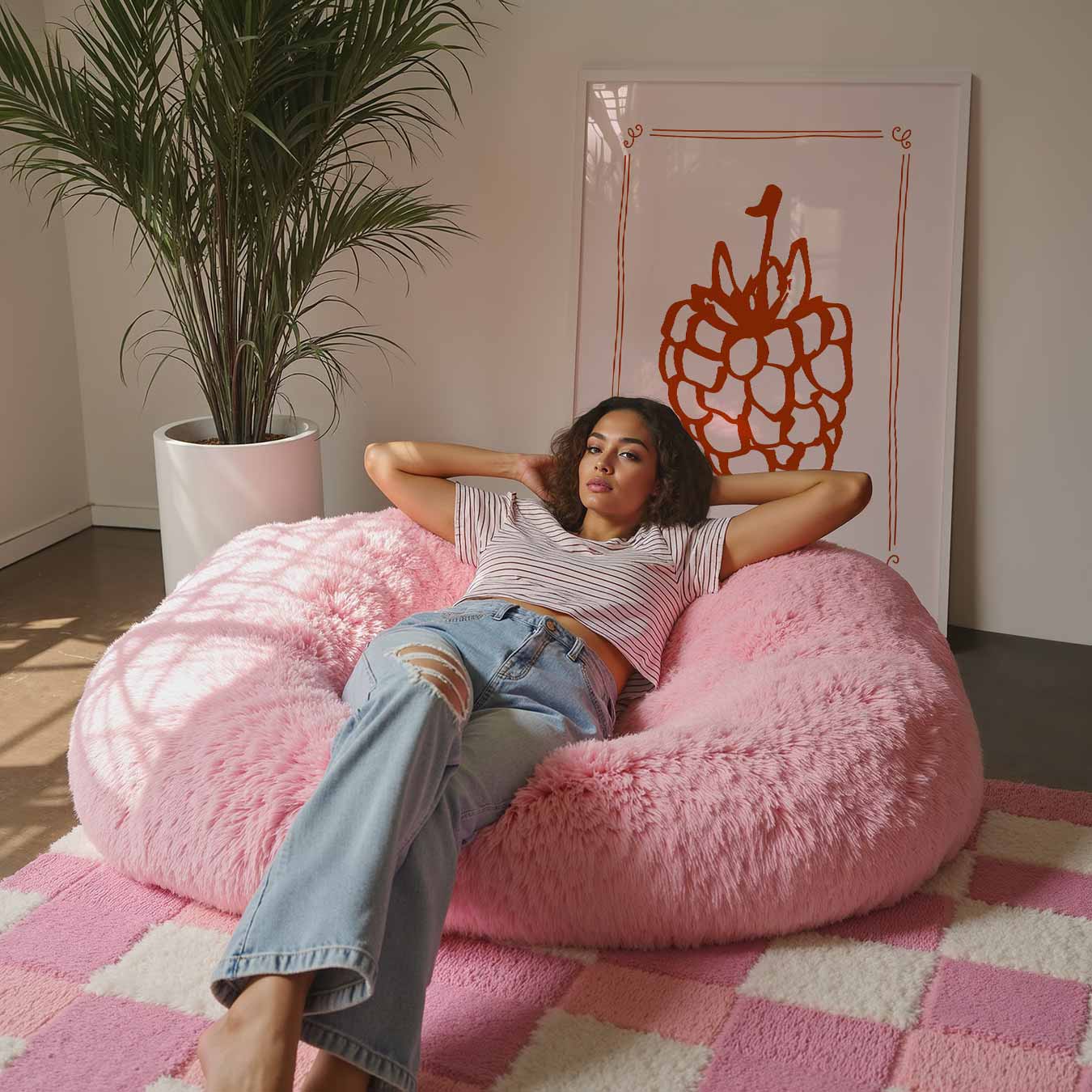 Retro Framboos Illustratie Poster-WallArtistic