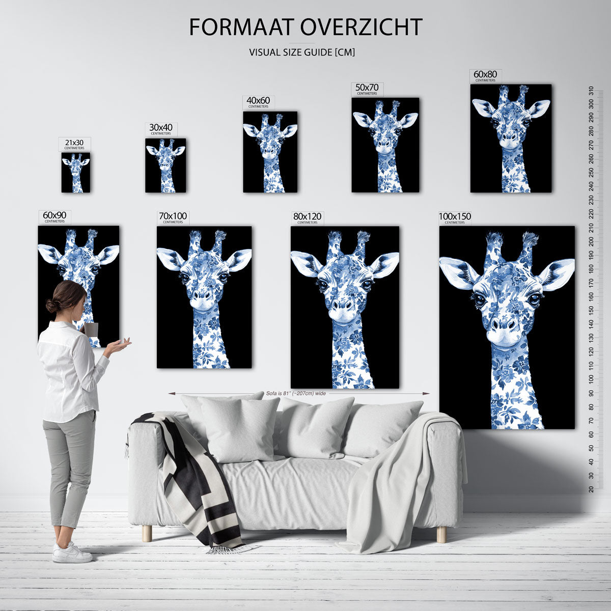 Blauwe giraffe Poster