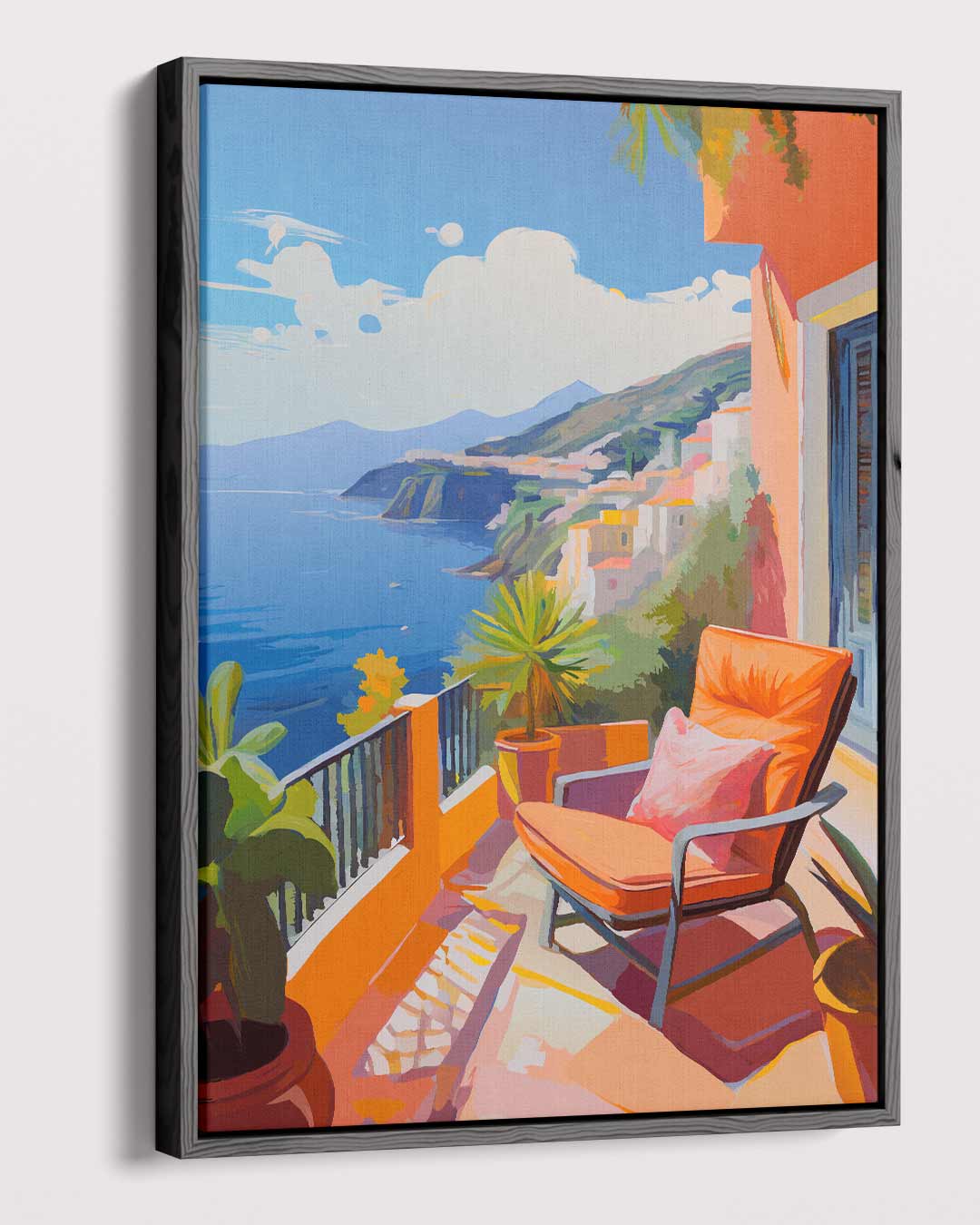 Zonnige Mediterrane Balkon Kunstwerk-canvas-dibond-plexiglas-wanddecoratie-WallArtistic