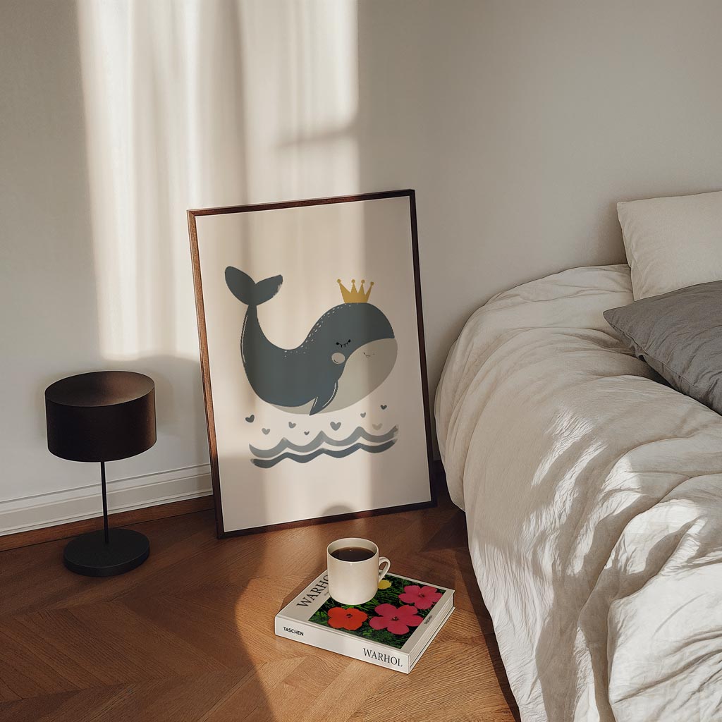 Schattige Walvis Met Kroon Poster