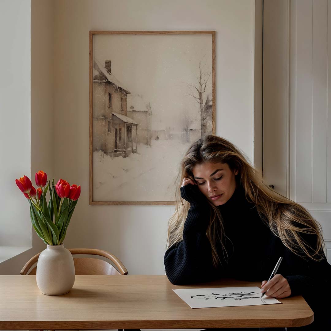 Winterse Sneeuwlandschap Poster-WallArtistic