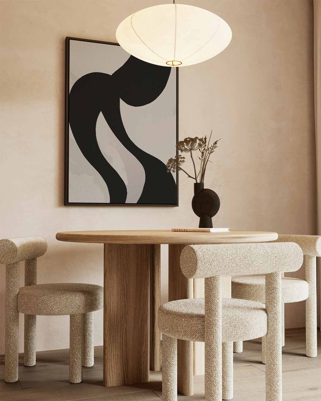 Speelse Zwarte S-Wave Kunstwerk-canvas-dibond-plexiglas-wanddecoratie-WallArtistic