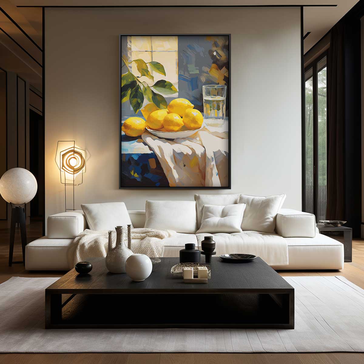 Zonnige Citroenen Stilleven Kunstwerk-canvas-dibond-plexiglas-wanddecoratie-WallArtistic