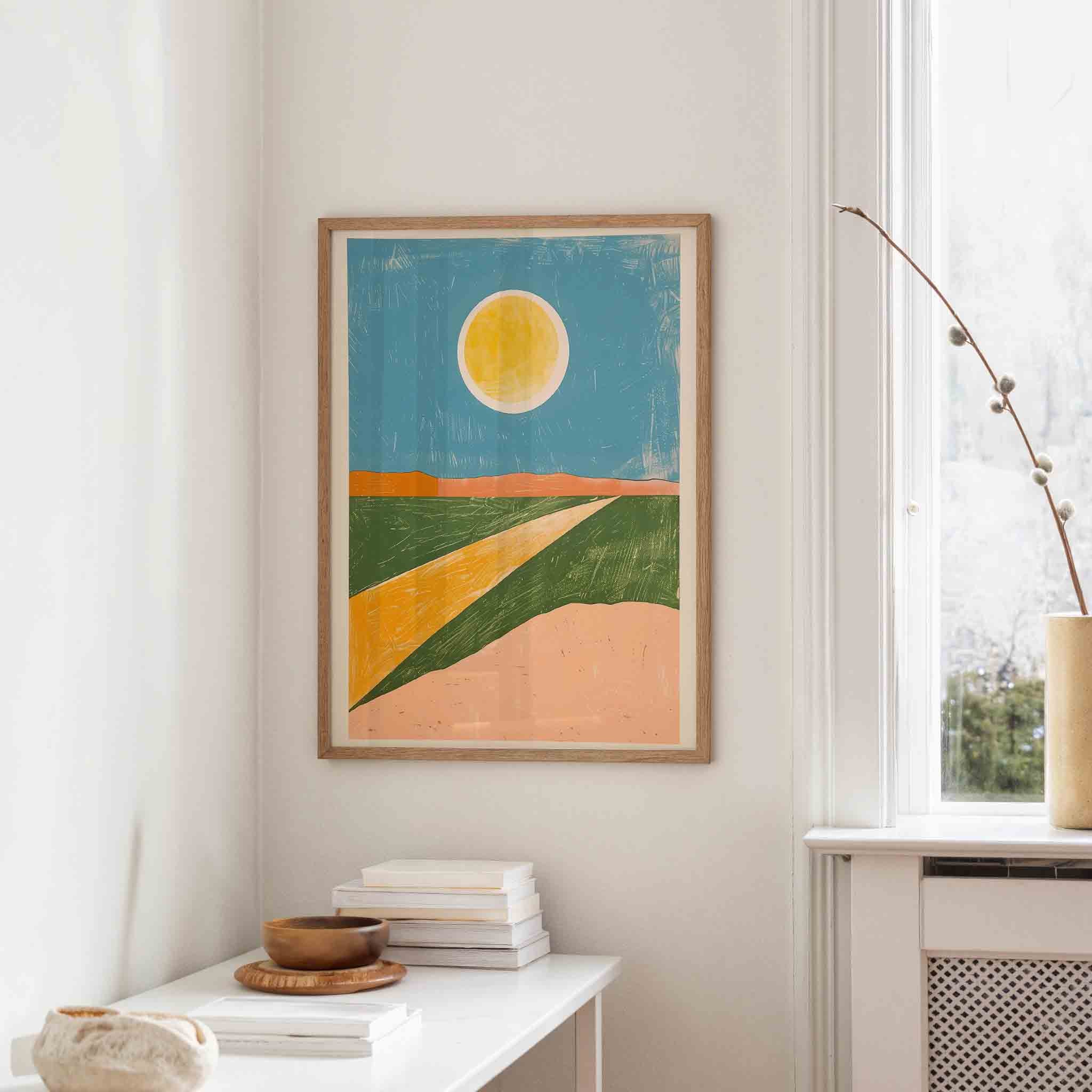 Zon en landschap Poster