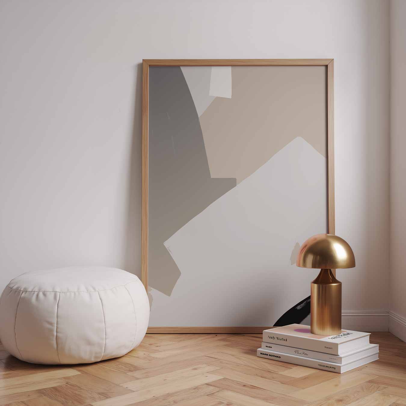 Beige Abstracte Kunstposter-WallArtistic