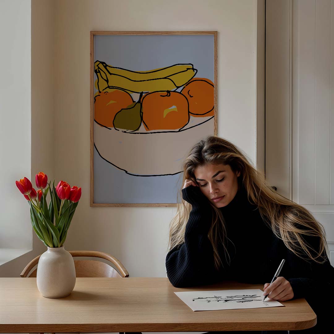 Kleurrijke Fruitmand Illustratie Poster-WallArtistic