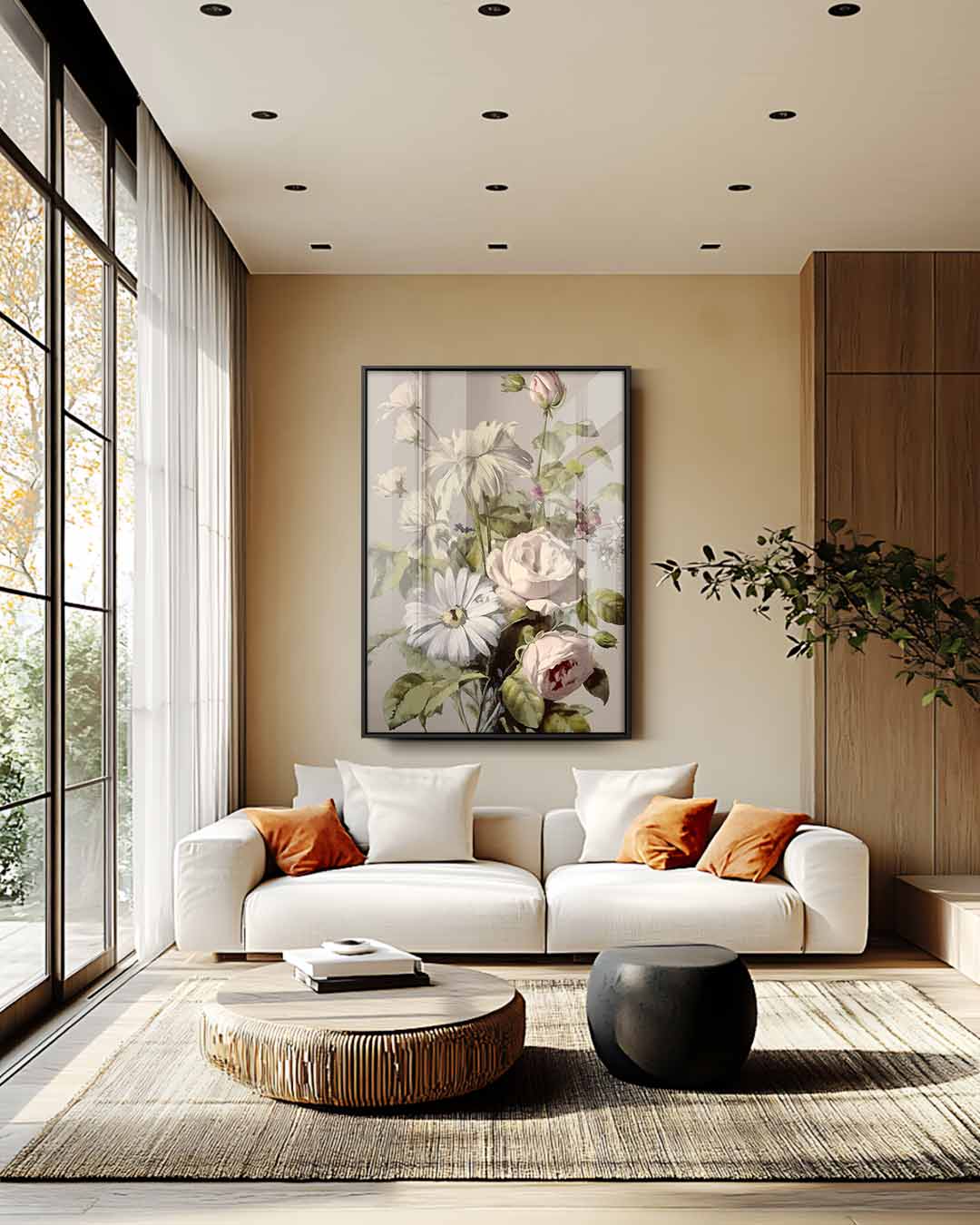 Romantisch Bloemenboeket Schilderij Kunstwerk-canvas-dibond-plexiglas-wanddecoratie-WallArtistic