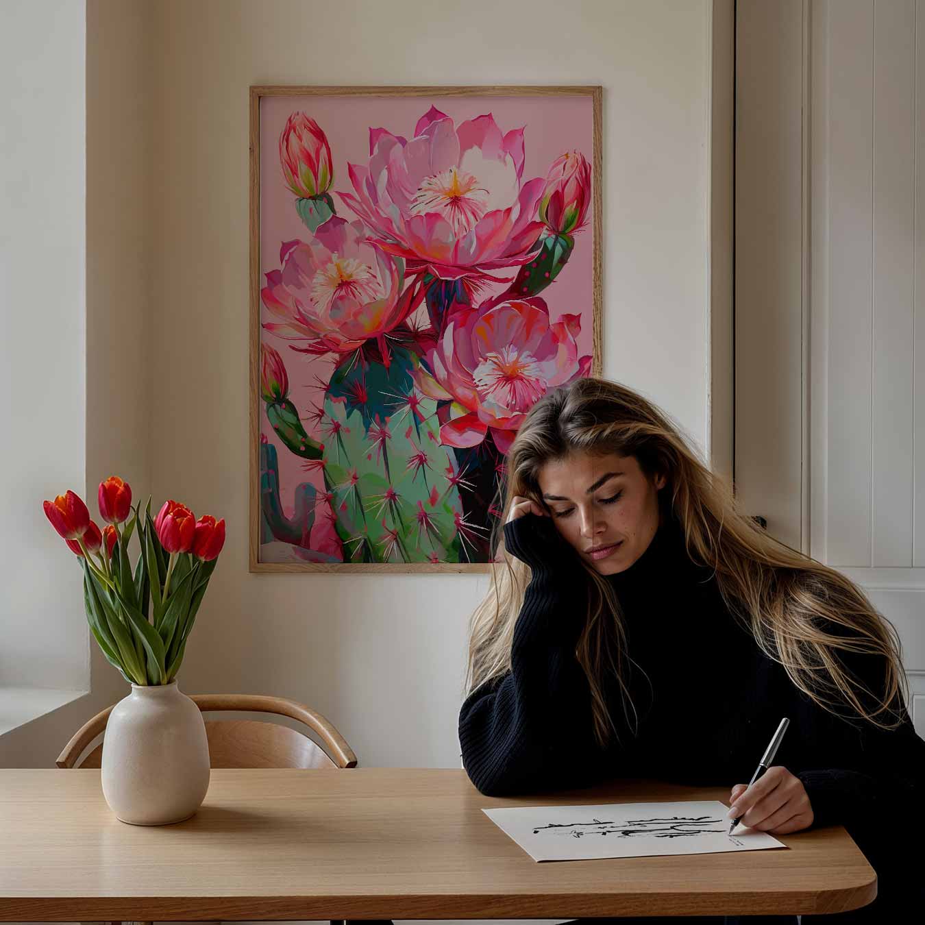 Kleurrijke Cactus Bloei Poster-WallArtistic