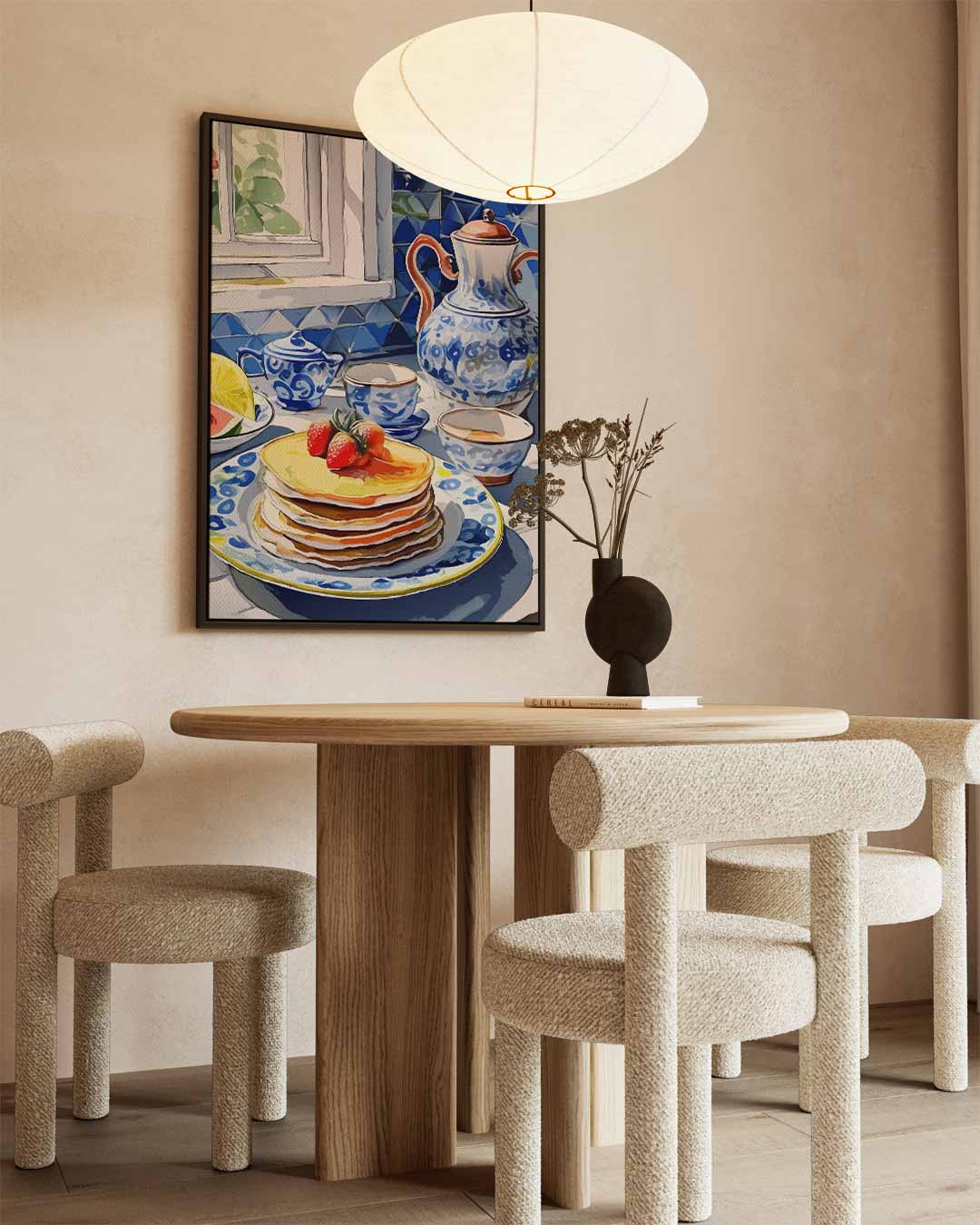 Ontbijt in Blauwe Sereniteit Kunstwerk-canvas-dibond-plexiglas-wanddecoratie-WallArtistic