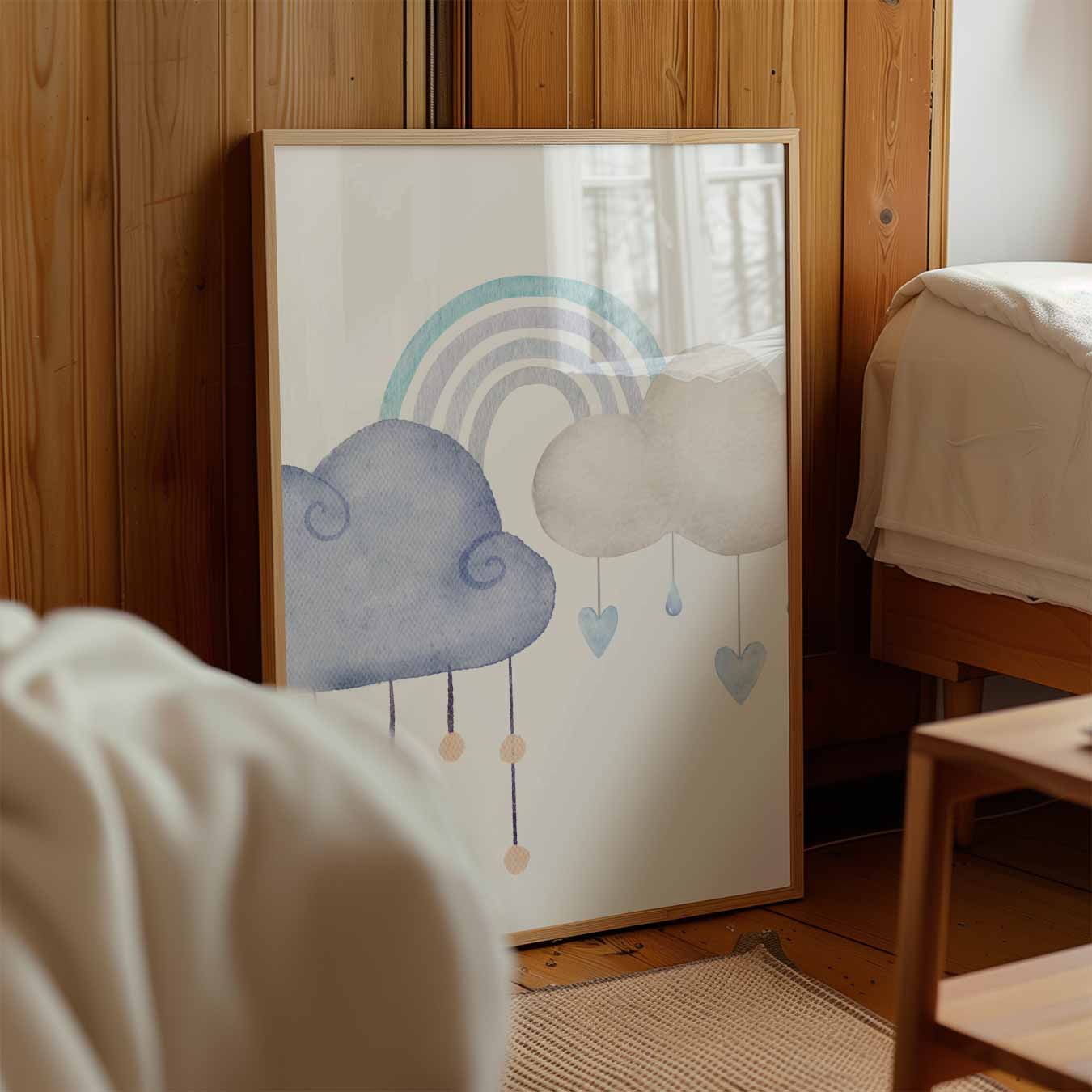 Regenboog met Wolken Poster-WallArtistic